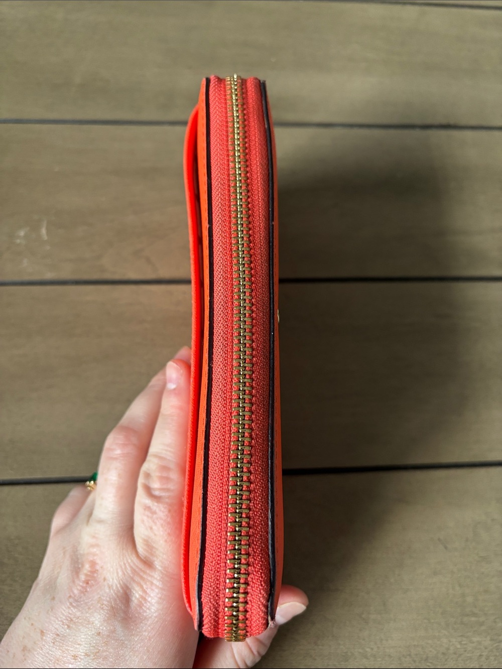 kate spade Saffiano Zip-Around Wallet in Orange-Red - Picture 16 of 17